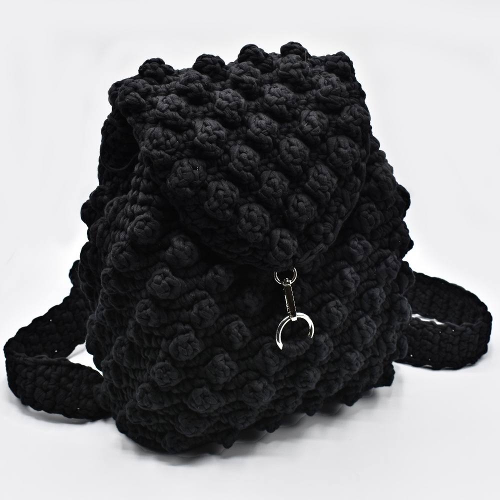 💕 Black Handmade Backpack “Popcorn”